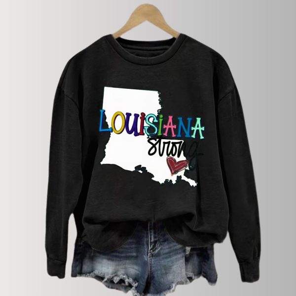 Louisiana Strong Map Heart Love Sweatshirt