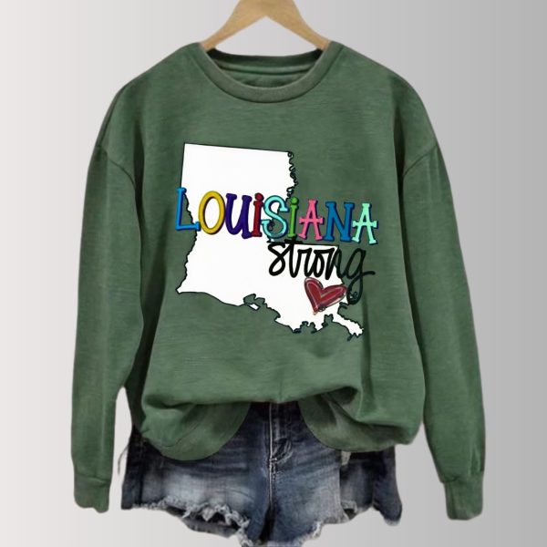 Louisiana Strong Map Heart Love Sweatshirt