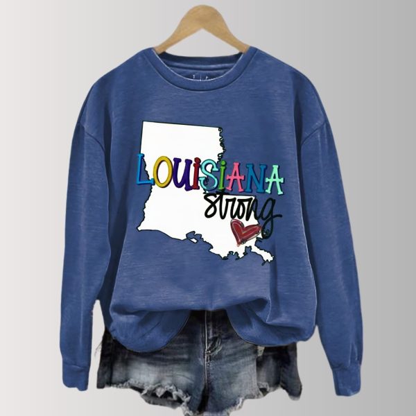 Louisiana Strong Map Heart Love Sweatshirt