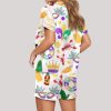 Mardi Gras Alligator Pelican Crawfish King Cake Satin Pajama Set