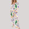 Mardi Gras Alligator Pelican Crawfish King Cake Satin Pajama Set