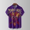 Mardi Gras Art Glitter Clown Mask Purple Hawaiian Shirt