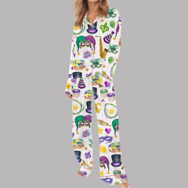 Mardi Gras Carnival Casual Satin Pajama Set 4