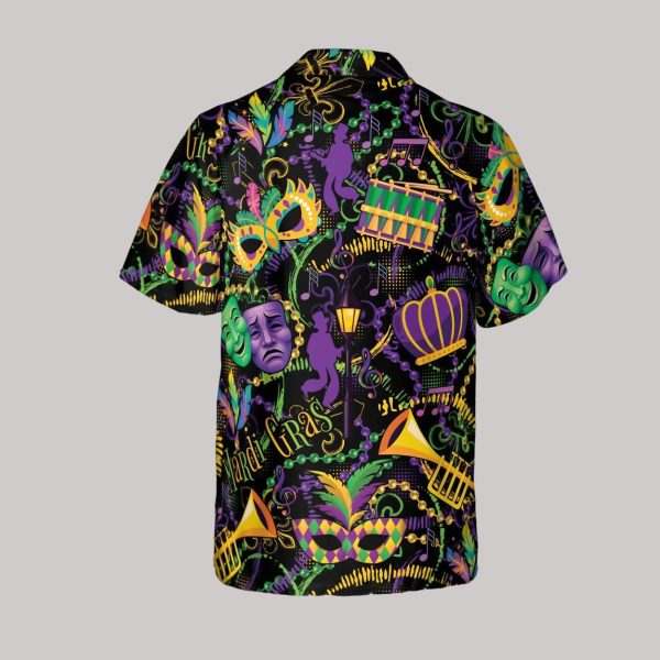 Mardi Gras Mask Beads Carnival Festival Hawaiian Shirt