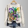 Mardi Gras Masked Musician Feather Art Sweatshirt