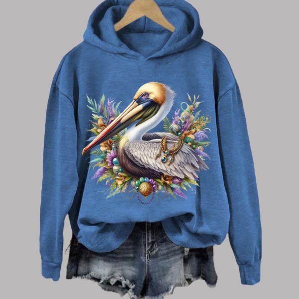 Mardi Gras Pelican Print Hoodie 2