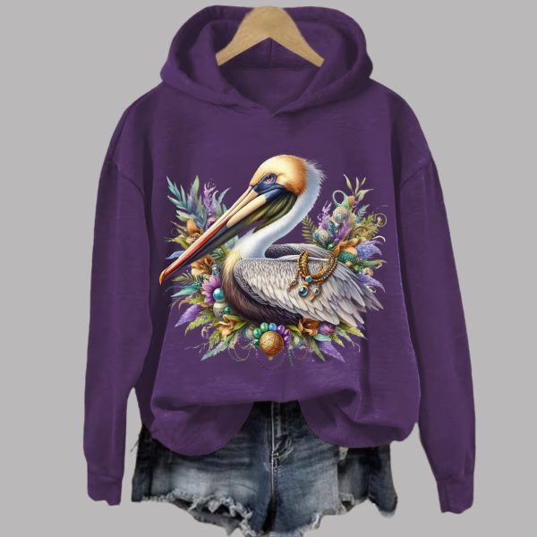 Mardi Gras Pelican Print Hoodie 3