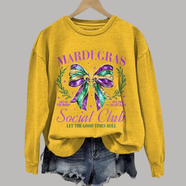 Mardi Gras Social Club Let The Good Times Roll Print Sweatshirt