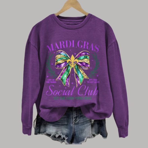 Mardi Gras Social Club Let The Good Times Roll Print Sweatshirt