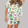 Mardi Gras Watercolor Satin Pajama Set