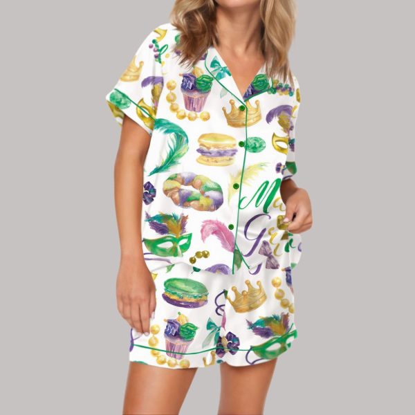 Mardi Gras Watercolor Satin Pajama Set