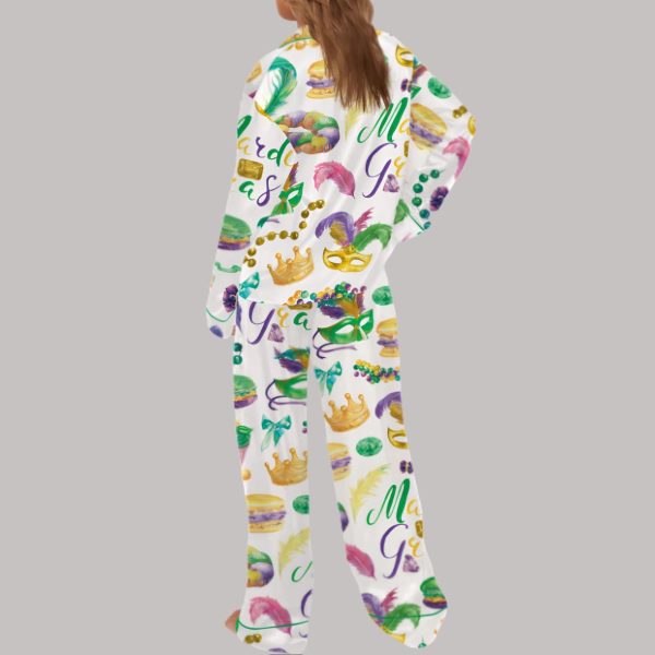 Mardi Gras Watercolor Satin Pajama Set