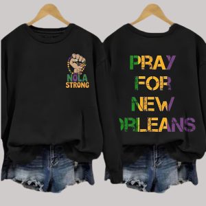 NOLA Strong Pray For New Orleans Print Sweatshirt