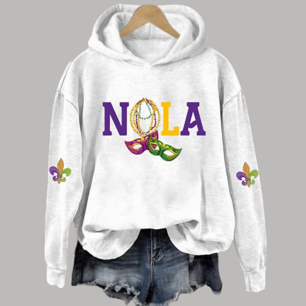 Nola Masks Mardi Gras Casual Hoodie