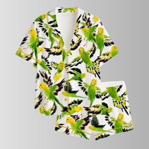 Parakeet Birds Love Satin Pajama Set