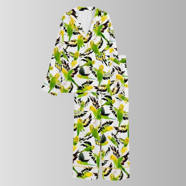 Parakeet Birds Love Satin Pajama Set