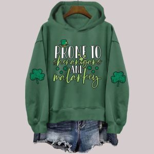 Prone To Shenanigans And Malarkey St. Patrick's Day Print Hoodie