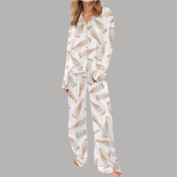 Rose Chicken Wine Satin Pajama Set