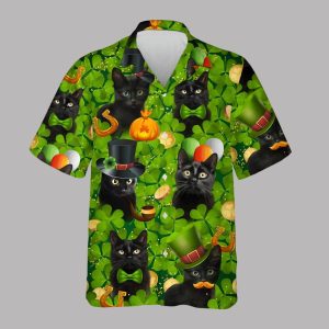 St. Patrick's Day Black Cat Hawaiian Shirt