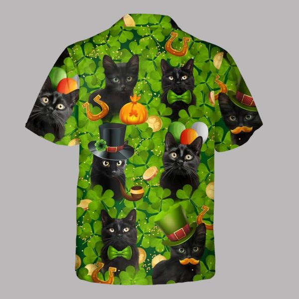 St. Patrick's Day Black Cat Hawaiian Shirt