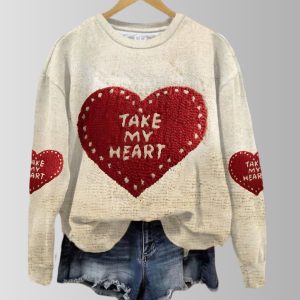 Take My Heart Romantic Pattern Sweatshirt