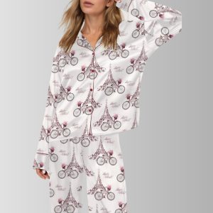 Travel To France Satin Pajama Set