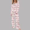 Trendy Pink Coquette Bow Floral Satin Pajama Set