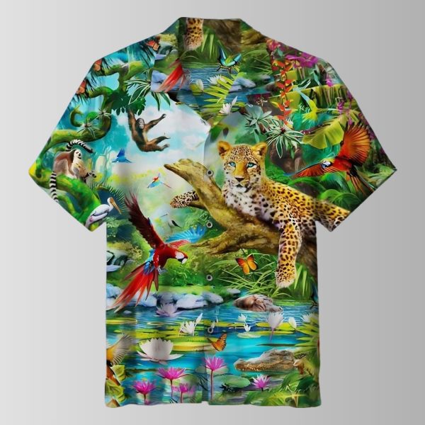 Tropical Jungle Wildlife Hawaiian Shirt