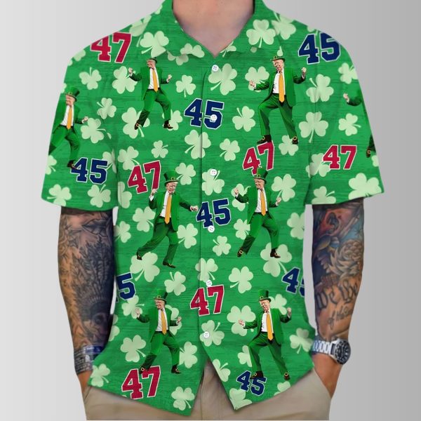 Trump 45 47 Shamrock Patricks Day Hawaii Shirt