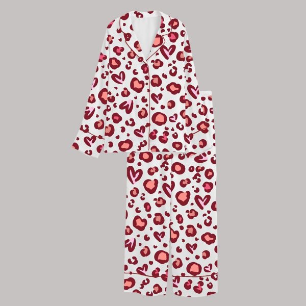 Valentine Leopard Satin Pajama Set