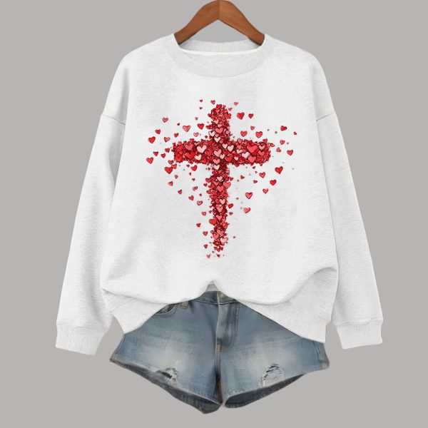 Valentine's Day Love Heart Cross Sweatshirt