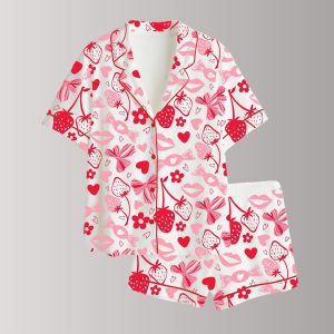 Valentine's Day Strawberry Satin Pajama Set