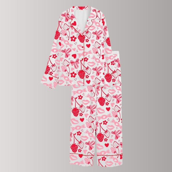 Valentine's Day Strawberry Satin Pajama Set2