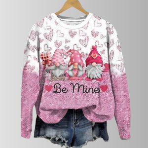 Valentine's Gnome Love Be Mine Pattern Sweatshirt