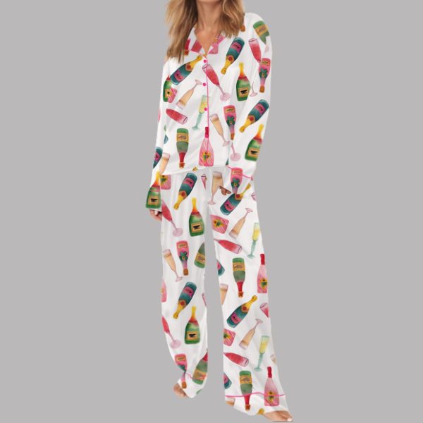 Watercolor Champagne Party Satin Pajama Set