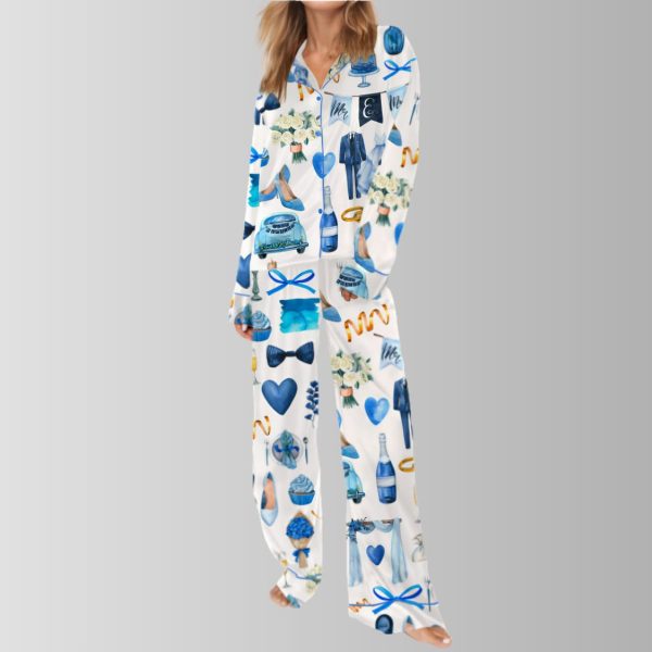 Watercolor Wedding Satin Pajama Set