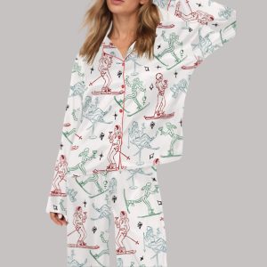 Winter Ski Martini Girls Satin Pajama Set