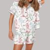 Winter Ski Martini Girls Satin Pajama Set